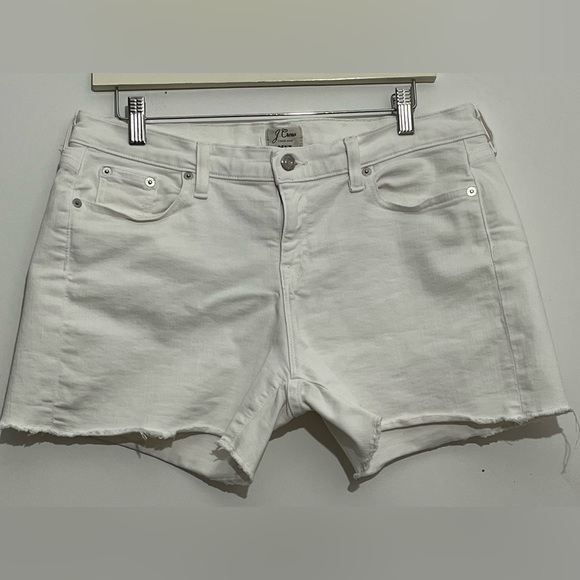 J.Crew White Denim Shorts Size 30 Raw Hem Stretch Summer Classic - Picture 2 of 8